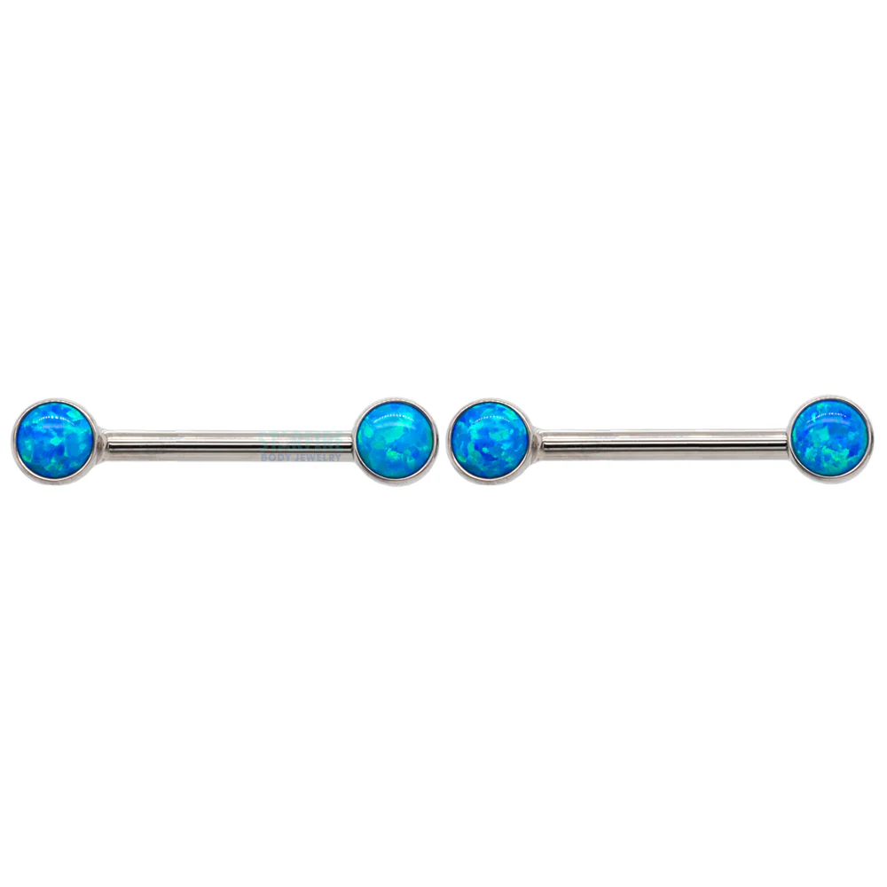 threadless: Opal Cabochon Side-Set Nipple Barbells in Bezels - pair - Image 6