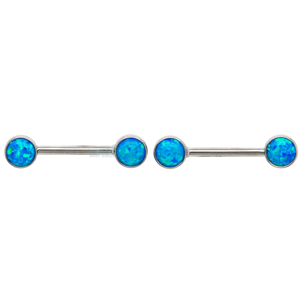 threadless: Opal Cabochon Side-Set Nipple Barbells in Bezels - pair - Image 7