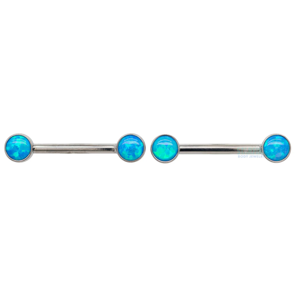 threadless: Opal Cabochon Side-Set Nipple Barbells in Bezels - pair - Image 8