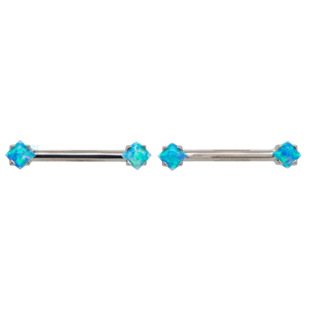 threadless: Princess-Cut Opal Cabochon Side-Set Nipple Barbells in Prong's - pair - Image 5