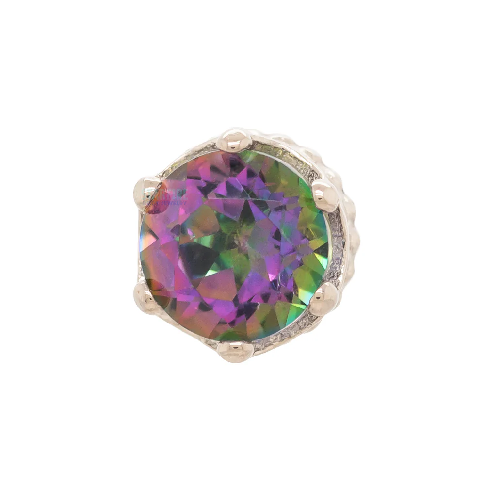 threadless: "Queen" Crown End in Gold with Mystic Topaz - Image 5