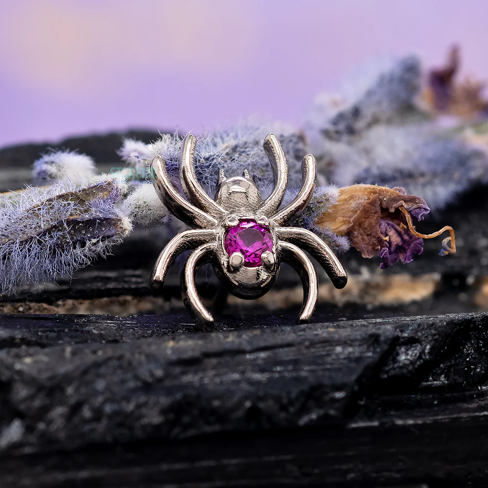 threadless: Spider End in Gold with Brilliant-Cut Gem - Image 2