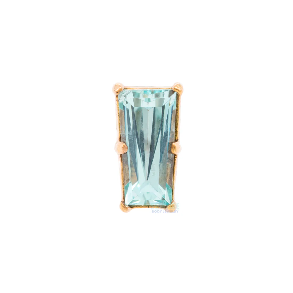 threadless: Tapered Baguette End in Gold with Brilliant-Cut Gem - Image 2