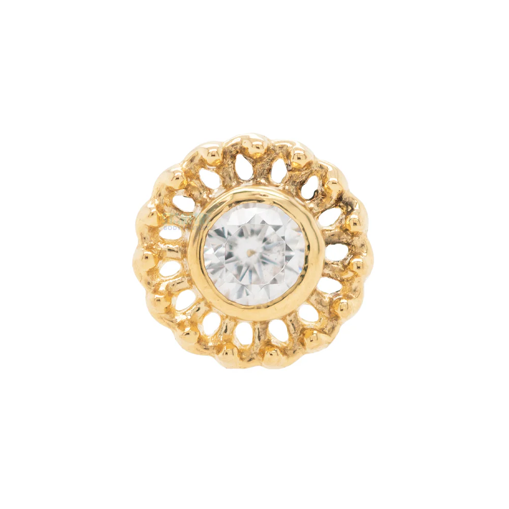 threadless: "Virtue" End in Gold with 2mm Brilliant-Cut Gem - Image 4