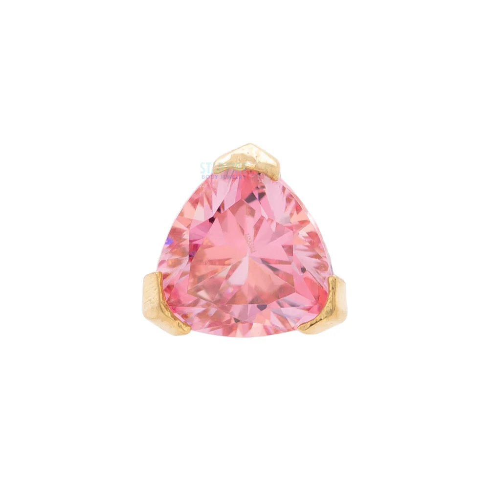 Trillion Threaded End in Gold with Brilliant-Cut Gem