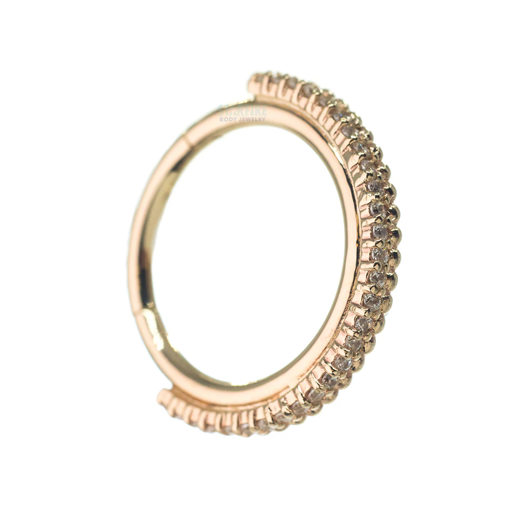"Aria" Hinge Ring in Gold with White CZ's & Bead Accents - Image 2