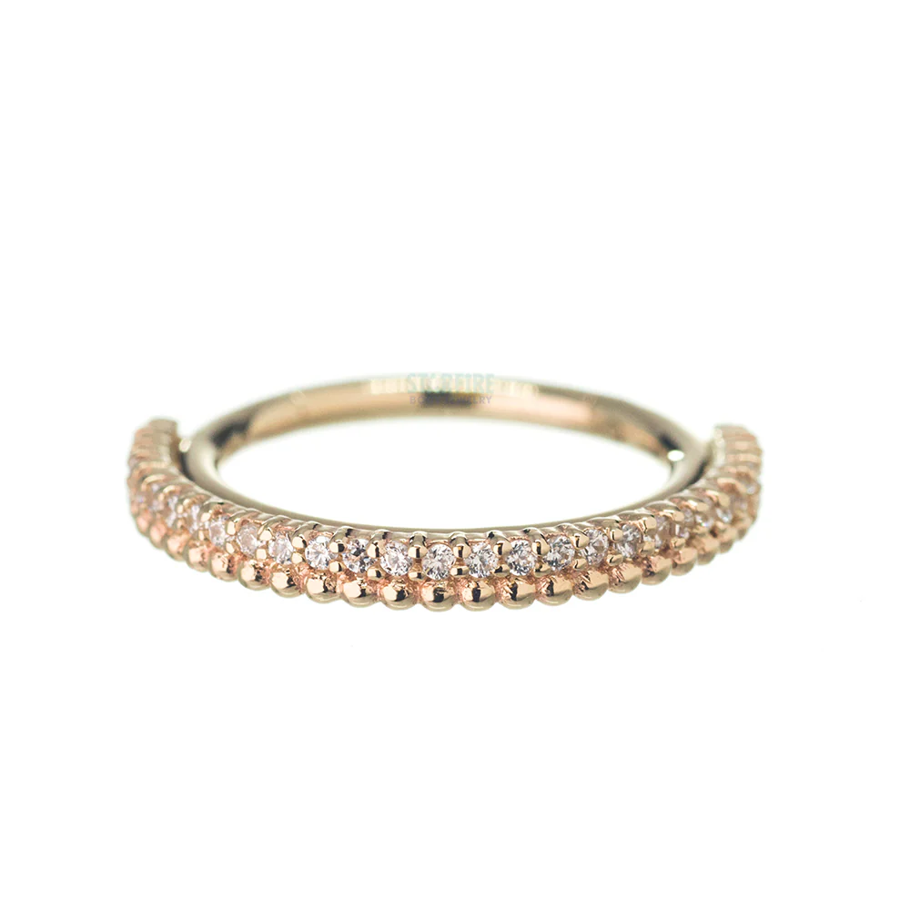 "Aria" Hinge Ring in Gold with White CZ's & Bead Accents - Image 3