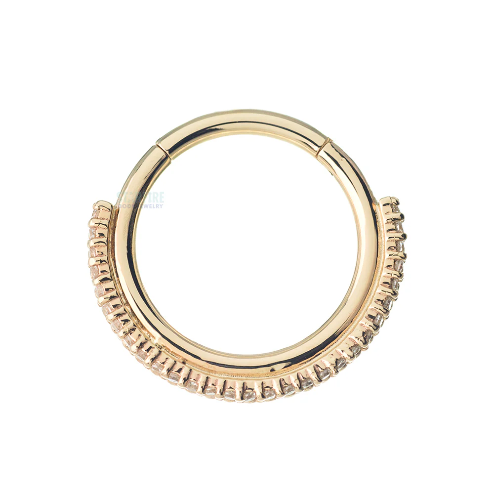 "Aria" Hinge Ring in Gold with White CZ's & Bead Accents - Image 4