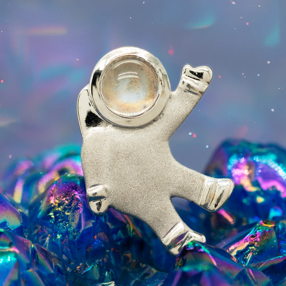 "Astro" Threaded End in Gold with Rainbow Moonstone - Image 2
