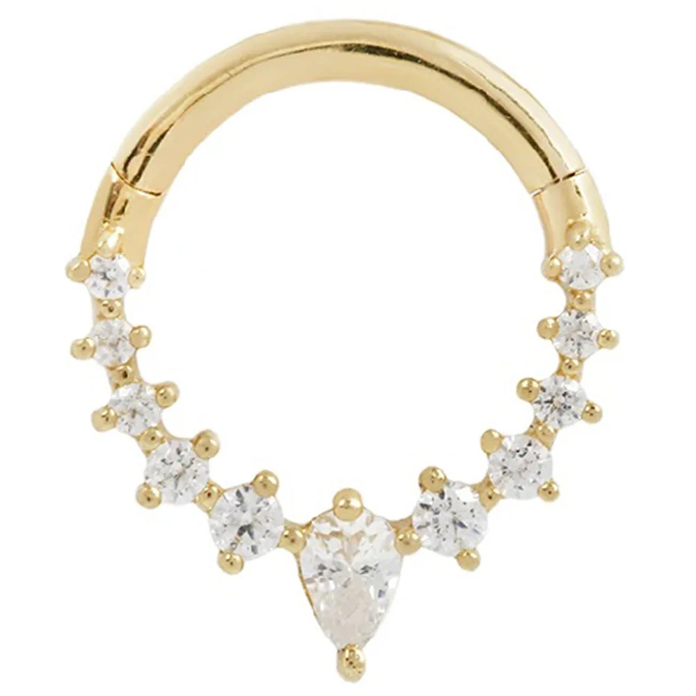 "Athena" Hinge Ring / Clicker in Gold with CZ's - Image 4