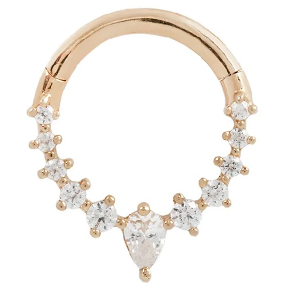 "Athena" Hinge Ring / Clicker in Gold with CZ's - Image 6