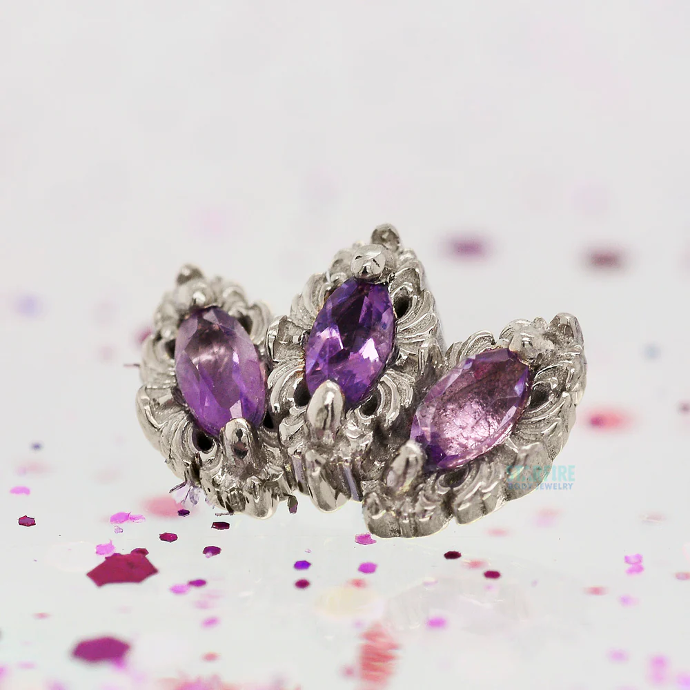 "Baroque" Threaded End in Gold with Amethyst - Image 2