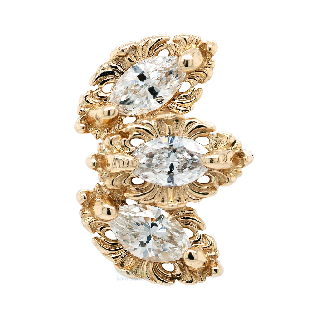 "Baroque" Threaded End in Gold with White Diamonds - Image 3