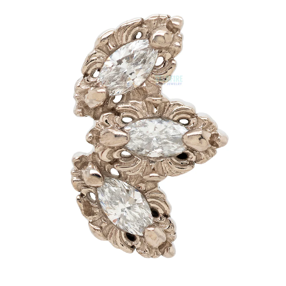 "Baroque" Threaded End in Gold with White Diamonds - Image 4