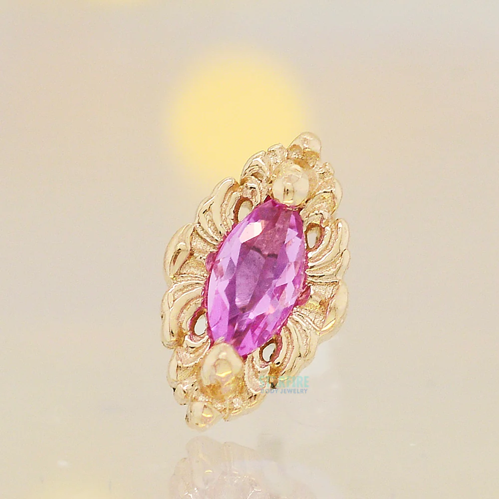 threadless: "Honor" End in Gold with Pink Sapphire - Image 2