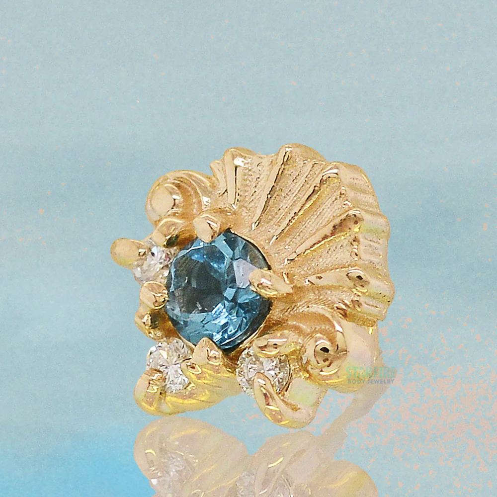 threadless: "Lennox" End in Gold with London Blue Topaz & White Diamonds - Image 2