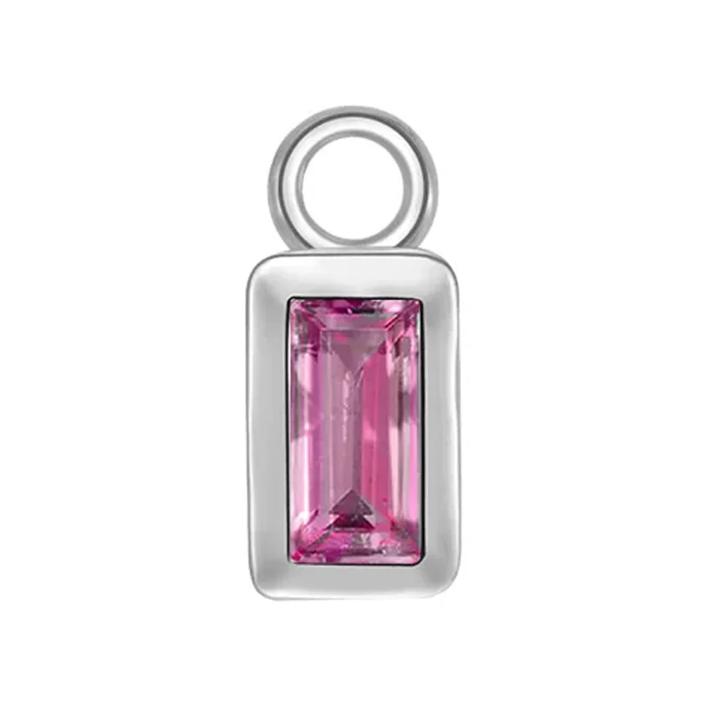 Baguette Bezel Charm in Gold with Colored Genuine Gemstones - Image 10