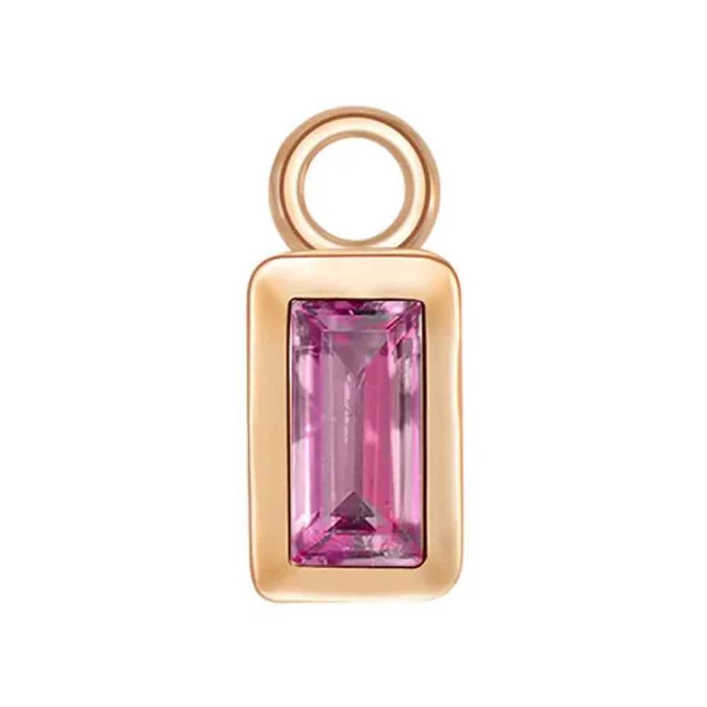 Baguette Bezel Charm in Gold with Colored Genuine Gemstones - Image 11