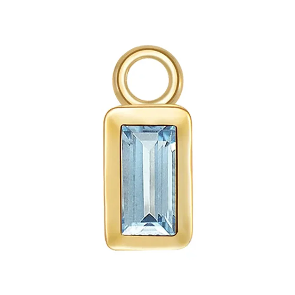 Baguette Bezel Charm in Gold with Colored Genuine Gemstones - Image 12