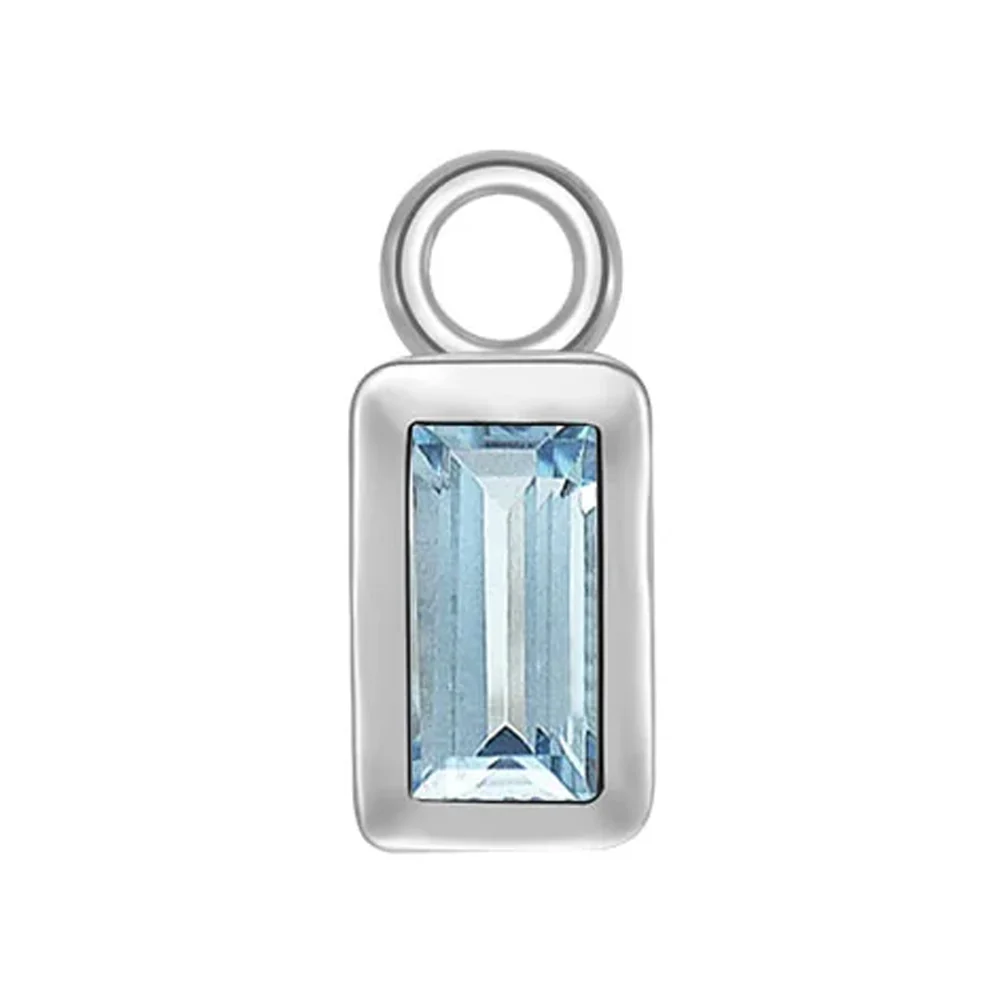 Baguette Bezel Charm in Gold with Colored Genuine Gemstones - Image 13