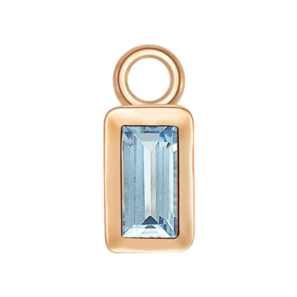 Baguette Bezel Charm in Gold with Colored Genuine Gemstones - Image 14