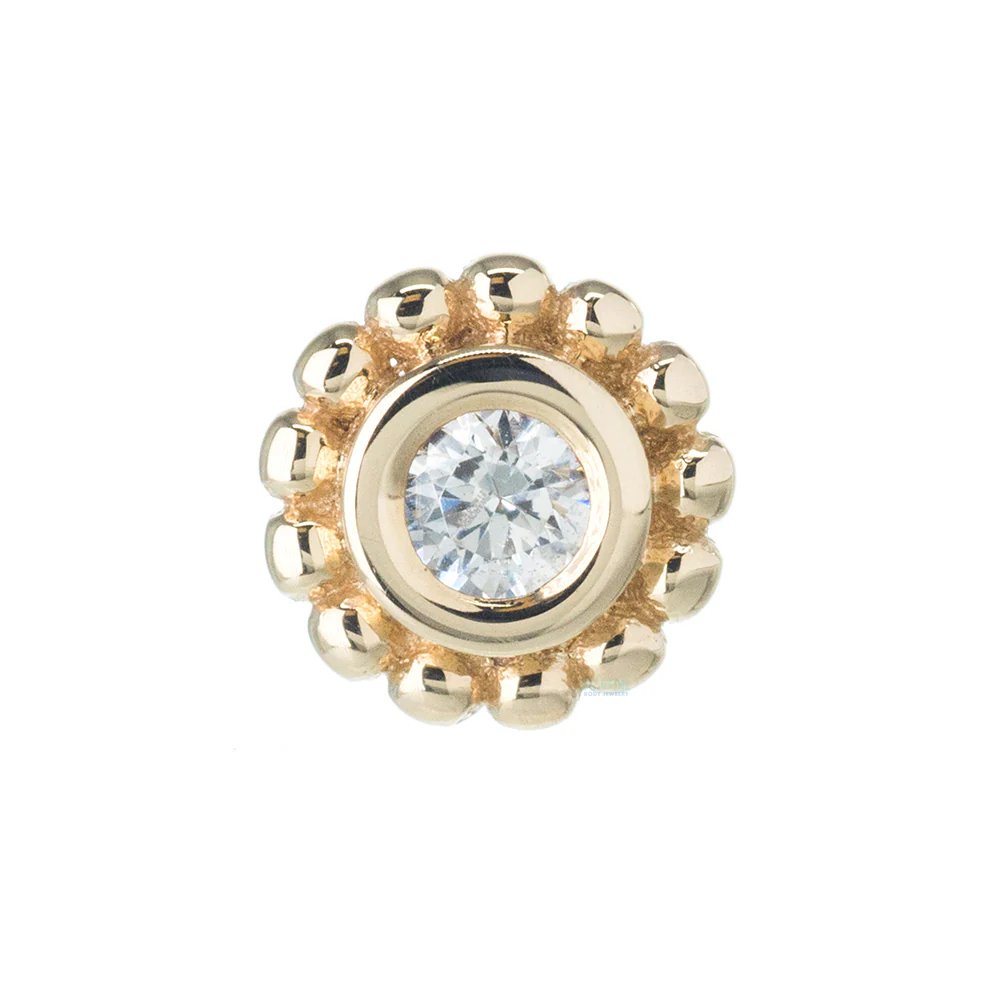 Beaded "Raine" Nostril Screw in Gold with White CZ - Image 2