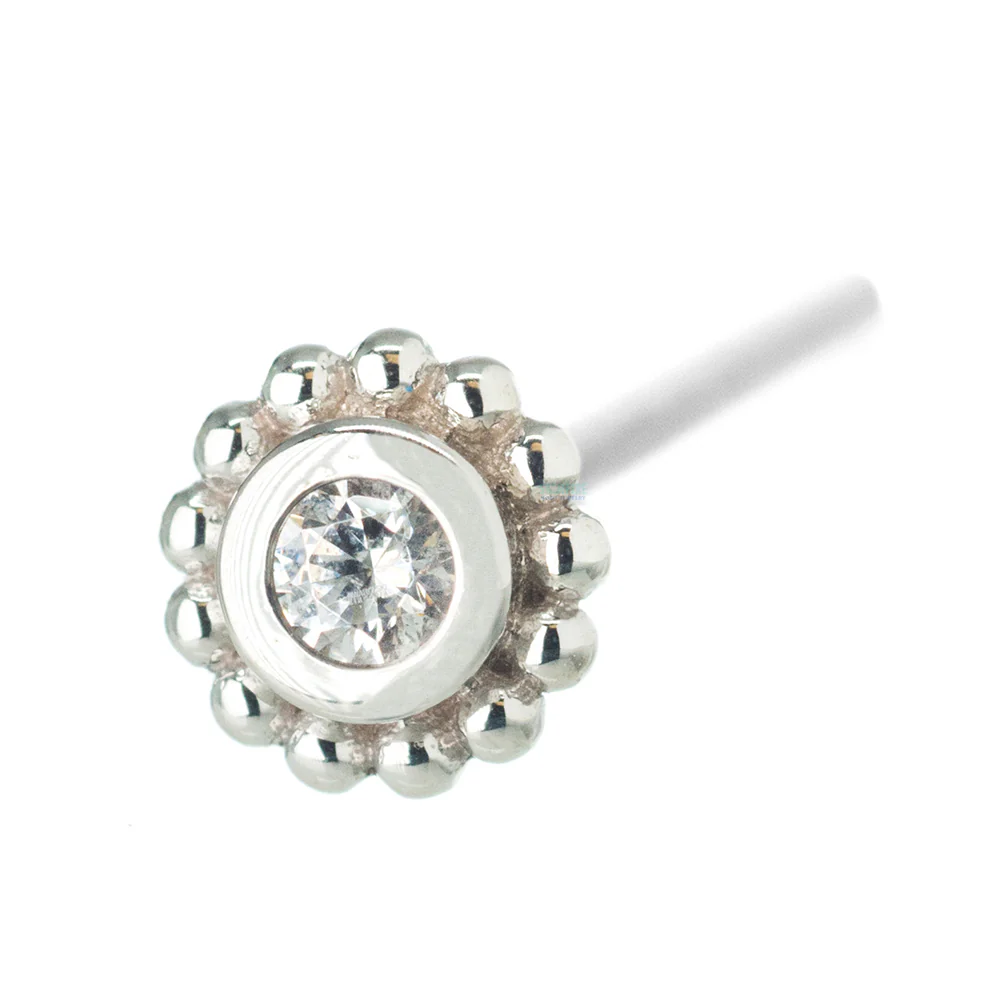 Beaded "Raine" Nostril Screw in Gold with White CZ - Image 4