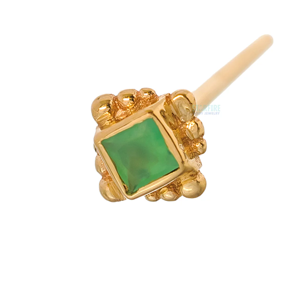 Beaded Princess Nostril Screw in Gold with Chrysoprase - Image 3
