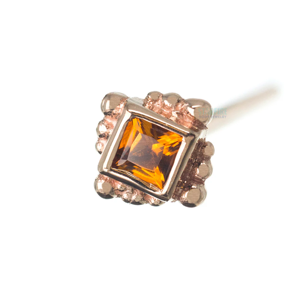 Beaded Princess Nostril Screw in Gold with Citrine - Image 3