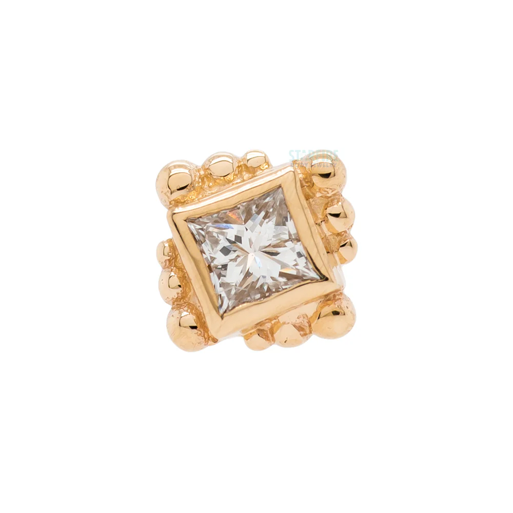 Beaded Princess Nostril Screw in Gold with DIAMOND - Image 3