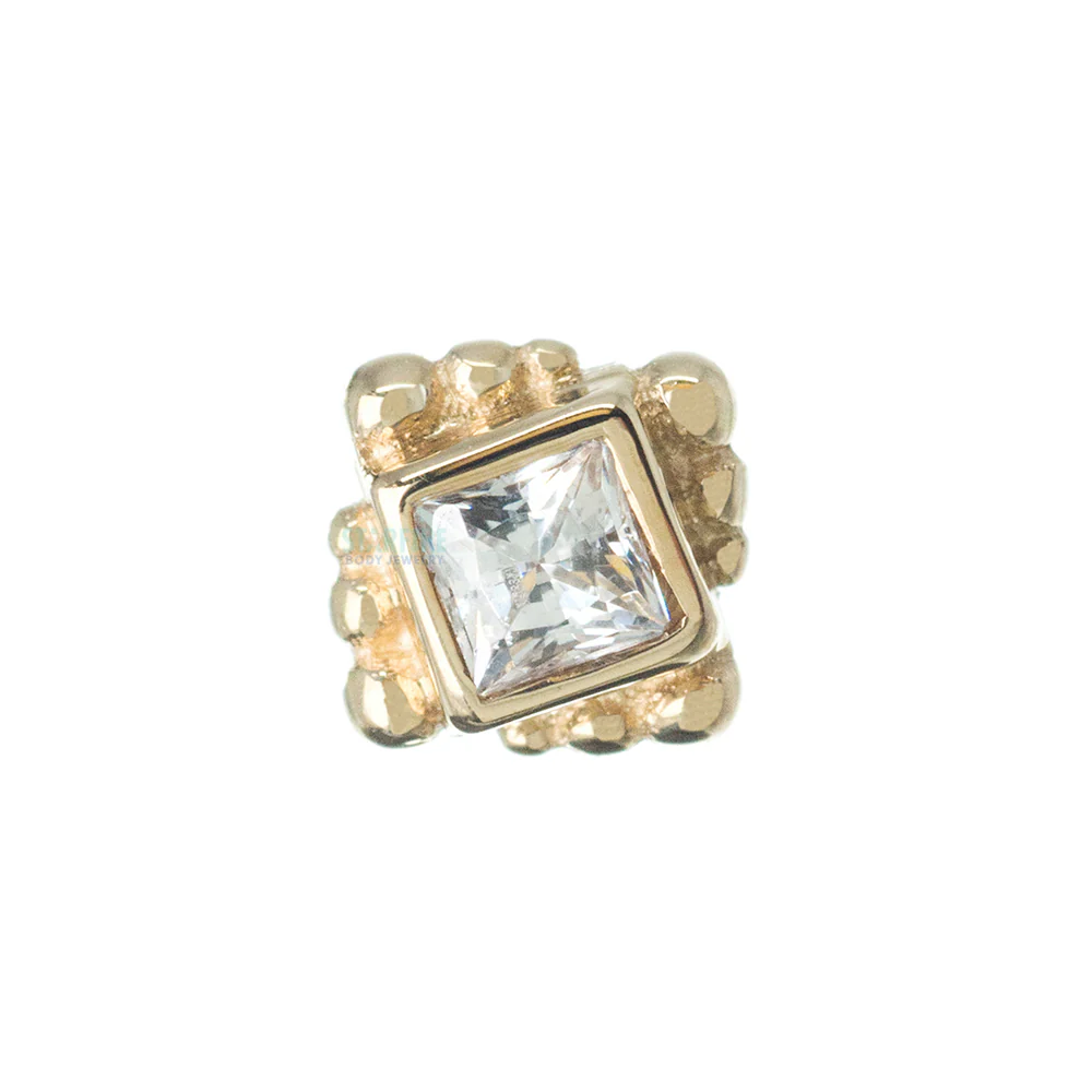 Beaded Princess Nostril Screw in Gold with White CZ - Image 2