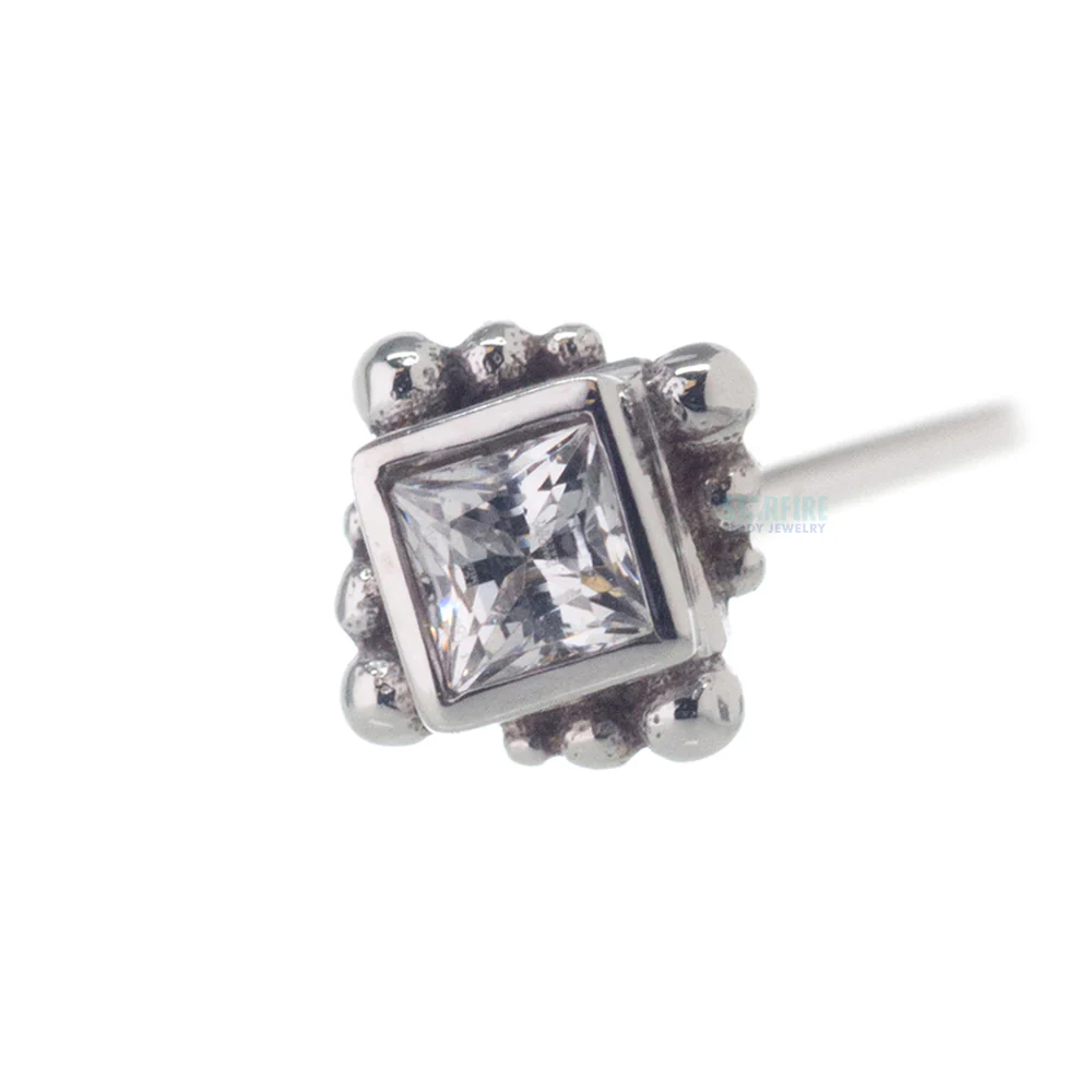 Beaded Princess Nostril Screw in Gold with White CZ - Image 4