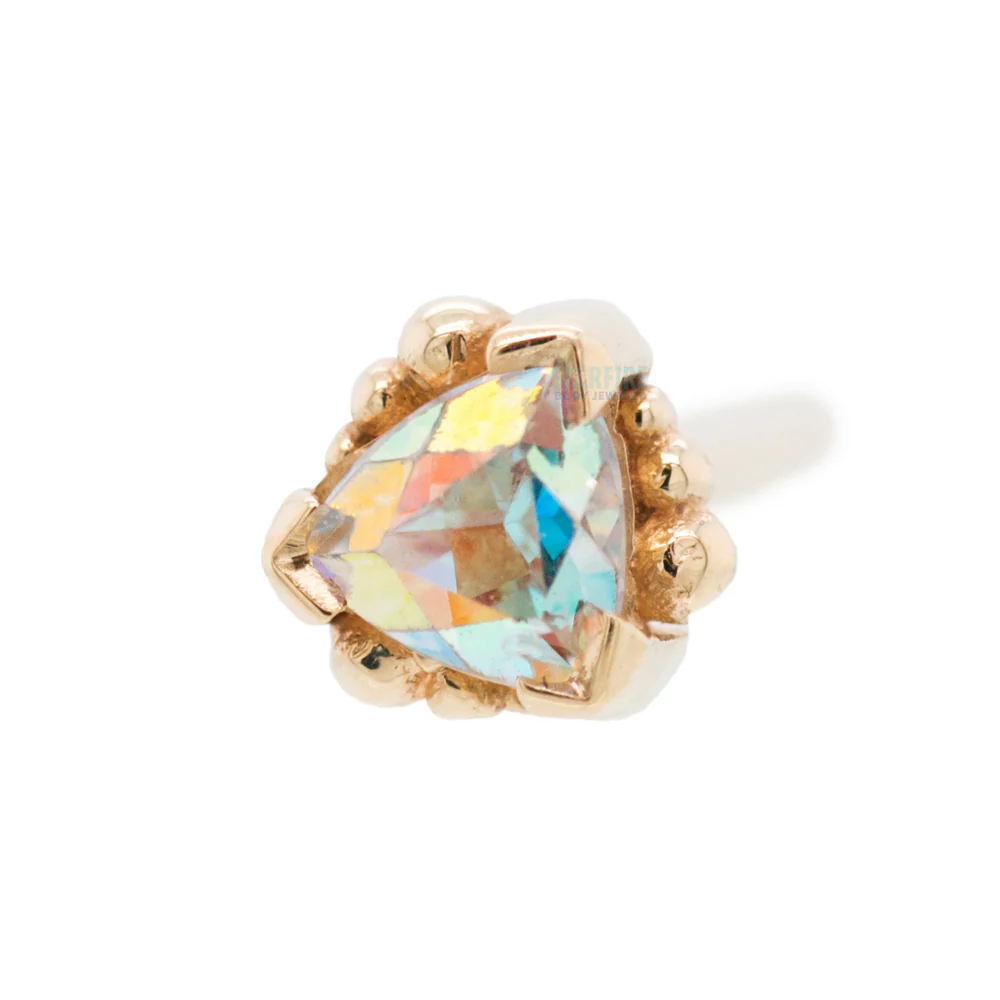 Beaded Trillion Nostril Screw in Gold with Mercury Mist Topaz - Image 3