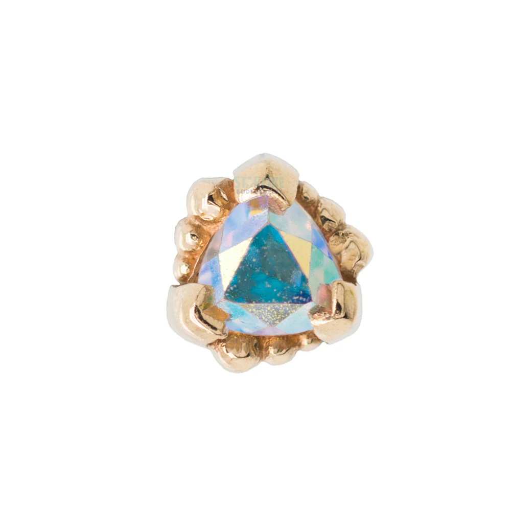 Beaded Trillion Nostril Screw in Gold with Mercury Mist Topaz - Image 4