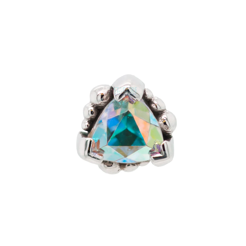 Beaded Trillion Nostril Screw in Gold with Mercury Mist Topaz - Image 5