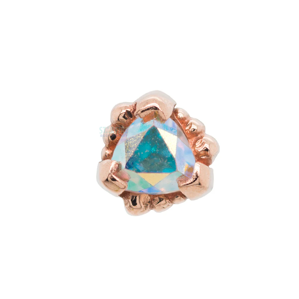 Beaded Trillion Nostril Screw in Gold with Mercury Mist Topaz - Image 6