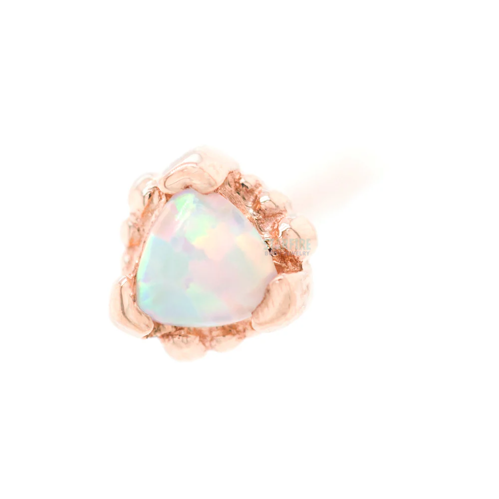 Beaded Trillion Nostril Screw in Gold with Opal - Image 2