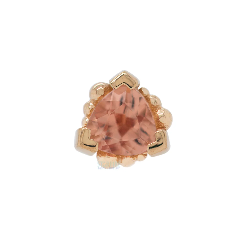 Beaded Trillion Nostril Screw in Gold with Oregon Sunstone - Image 3