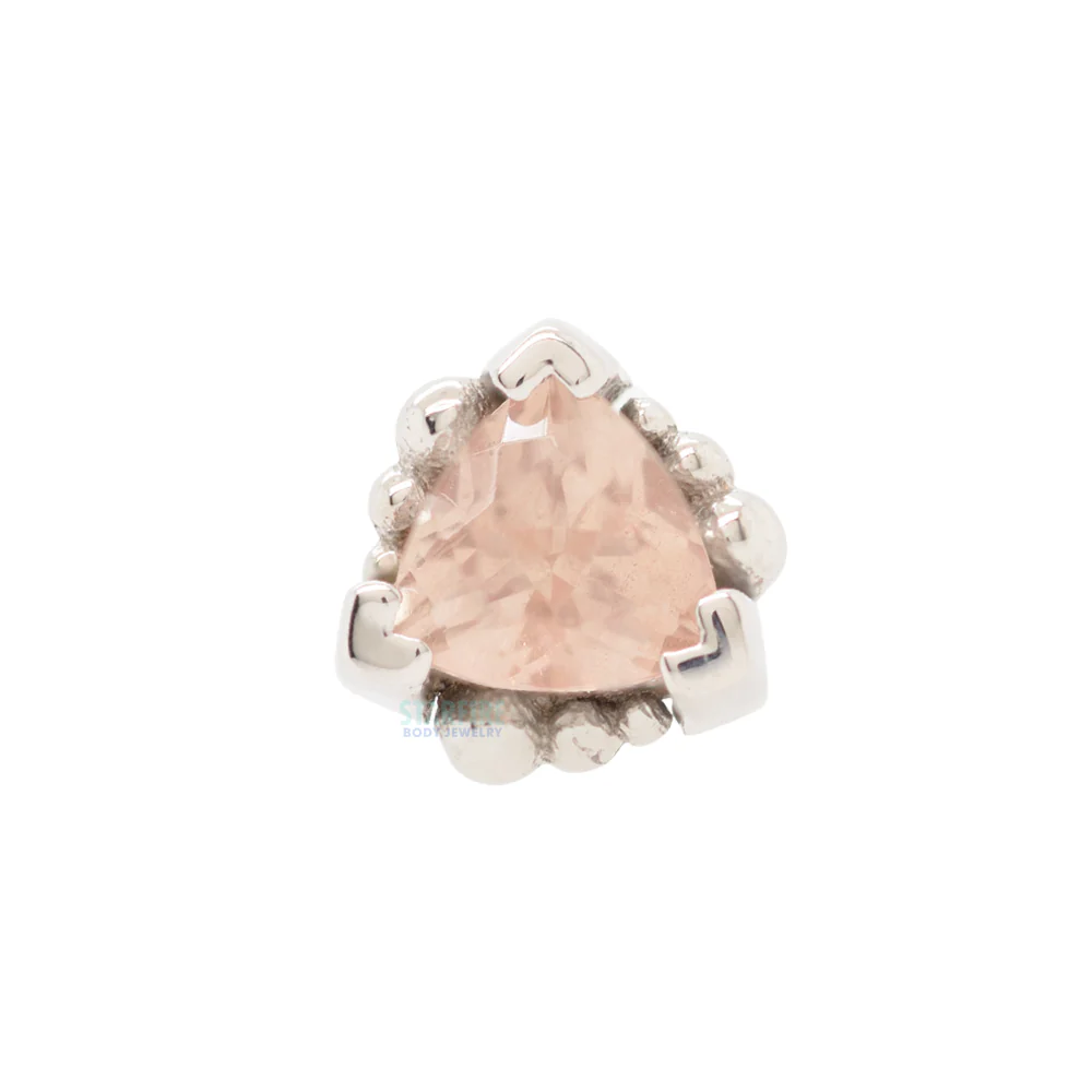 Beaded Trillion Nostril Screw in Gold with Oregon Sunstone - Image 4