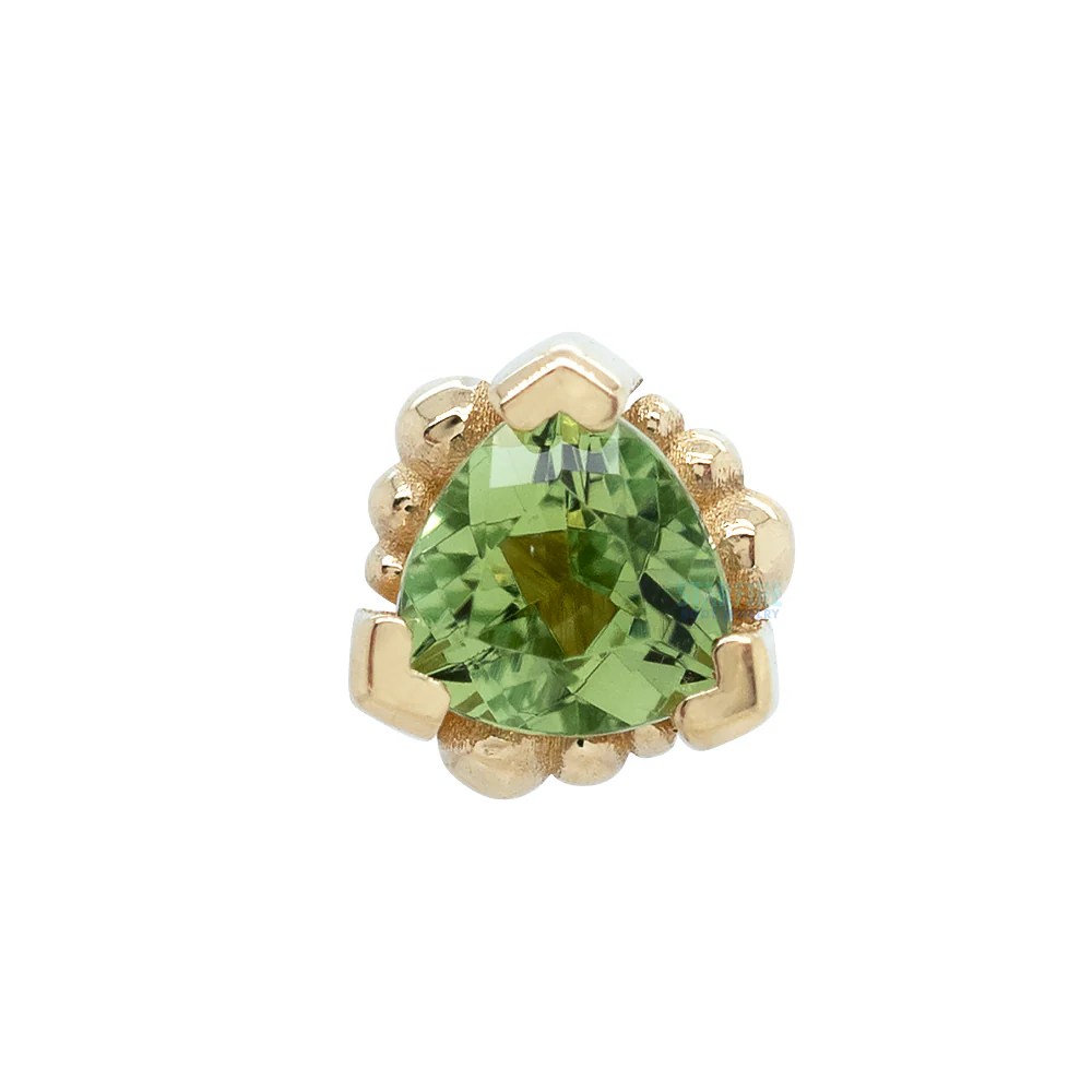 Beaded Trillion Nostril Screw in Gold with Seafoam Tourmaline - Image 3