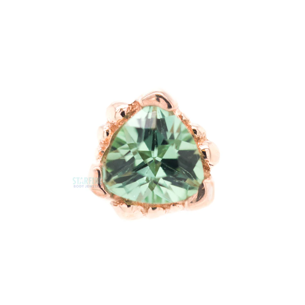 Beaded Trillion Nostril Screw in Gold with Seafoam Tourmaline - Image 4