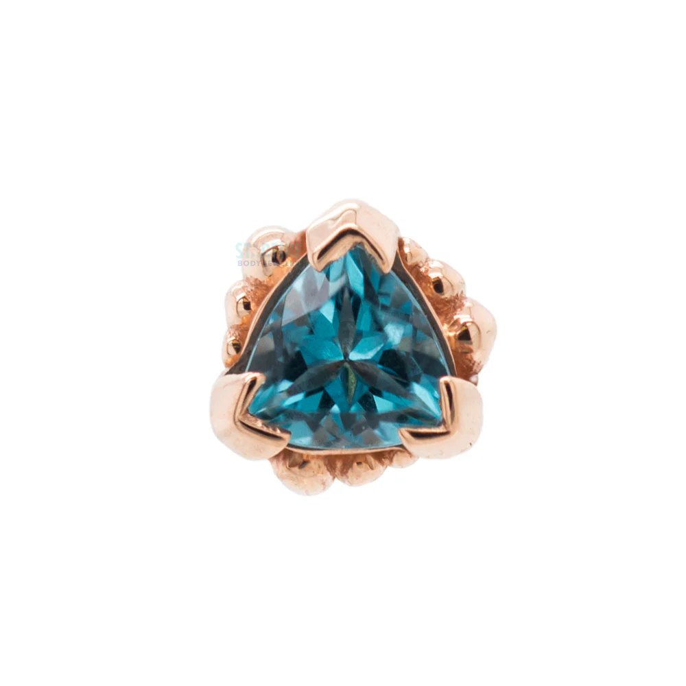 Beaded Trillion Nostril Screw in Gold with Swiss Topaz - Image 3