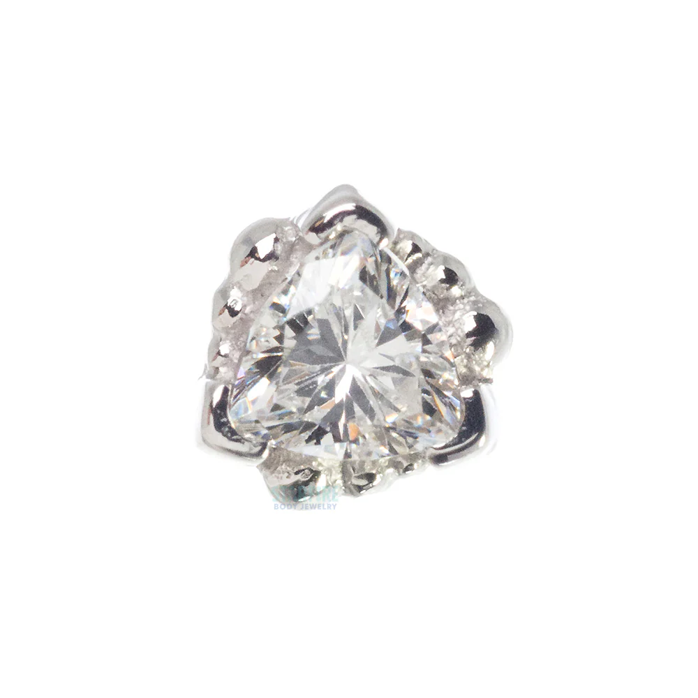 Beaded Trillion Nostril Screw in Gold with White CZ - Image 2