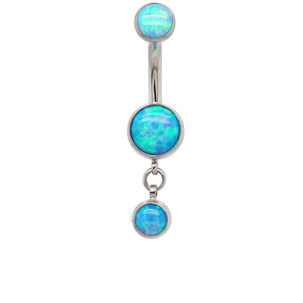 Bezel-Set Opal Navel Curve with Dangle #1 - Image 8