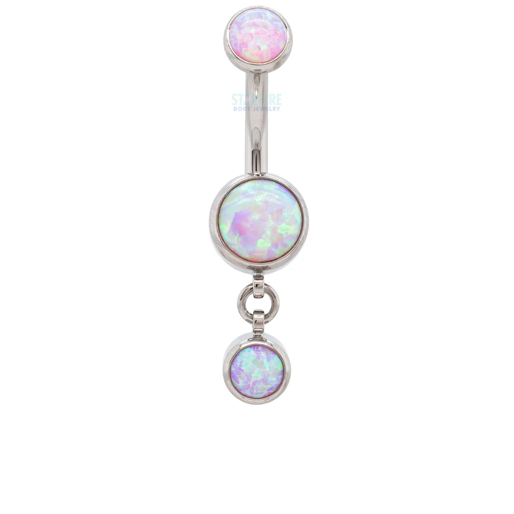 Bezel-Set Opal Navel Curve with Dangle #1 - Image 9