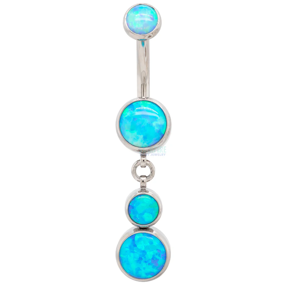 Bezel-Set Opal Navel Curve with Dangle #5 - Image 10