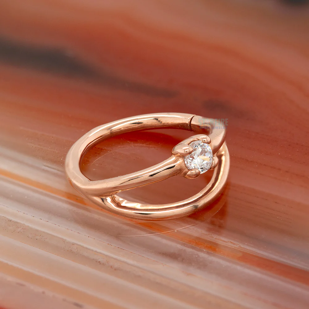 "BOGO 2" Seam Ring in Gold with CZ - Image 2
