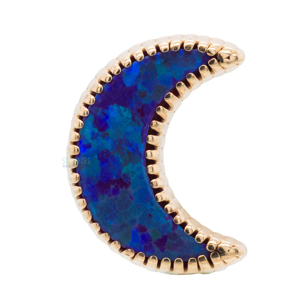Cabochon Moon Threaded End in Gold with Opal - Image 10