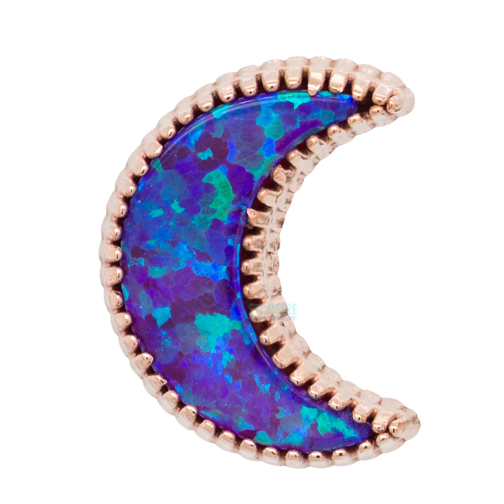 Cabochon Moon Threaded End in Gold with Opal - Image 12