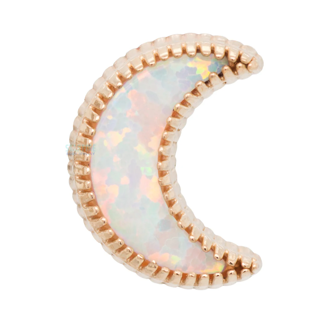 Cabochon Moon Threaded End in Gold with Opal - Image 3